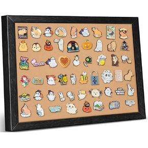 tutata Enamel Pin Display Board, 16'' x 12'' Pin Display Frame, Lapel Pin Holder, Wall Mounted Cork Board for Brooch Pin Storage