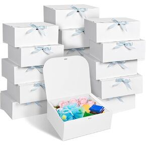 15Pack Gift Boxes with Lids for Presents, 10x8x4 Inch Bridesmaid Proposal Box, White Gift Boxes with Ribbon for Bride Shower, Birthday, Wedding, Party, Graduation Gift