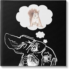 Stupell Industries Funny Dog Dreaming Squirrel Pet Canvas Wall Art ، Design by Patricia Pinto