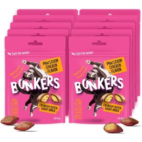 Bonkers Cat Treats Paw Lickin' Chicken Flavor 3 OZ, Cat Treats, Treats for Training, for All Breeds and Ages, Food Topper, Resealable Pouch (10 Pack)