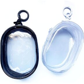 2 PCS Clear Figure Display Bag مع سلسلة المفاتيح ، حقيبة سلسلة مفاتيح واضحة ، 3.93 "× 2.36" × 1.37 "حقيبة حمل للدمى ، حقيبة تخزين دمية مقاومة للماء غبار ماء (2pcs Oval)