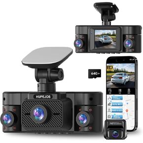 Dash Cam Front and Rear Inside, 360° Dash Camera for Cars 4 Channel 4K/2K FHD Mini Dashcam, Car Camera Built-in WiFi GPS, Free 64GB Card, Voice Control, Night Vision WDR/HDR,24/7 Parking Mode V50-4CH