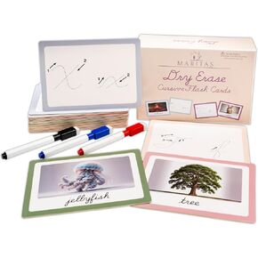 Dry Erase Cursive Alphabet Flash Cards by Marita’s – Durable, Thick & Vibrant with 3 Dry Erase Markers – A Must-Have for Preschool, Homeschool & Classroom Learning – Ages 3+