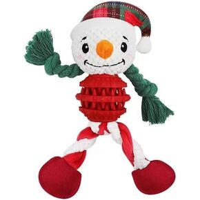 Premium Quality Playtime Palace Snowman Dog Toy - Limited Edition- Durable Chew Toy for Medium and Large Dogs, Christmas Rope Toy with Plush and Rubber for Teeth Cleaning and Interactive Play