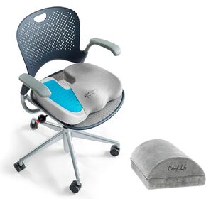 ComfiLife Gel Enhanced Seat Cushion & Foot Rest Bundle – Office Chair Cushion & Foot Rest for Under Desk – Premium Comfort and Support for Sitting