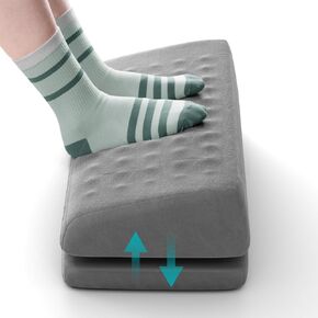 Foot Rest for Under Desk at Work - Soft Memory Foam Foot Stool Adjustable Heights - Ergonomic Office Computer Chair Footrest Under Desk with Washable Cover (Grey)