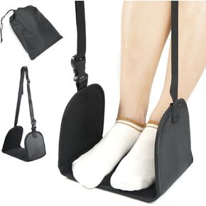 Qwork Portable Airplane Foots مع رغوة الذاكرة - أرجوحة قدم سفر قابلة للتعديل للألم والتغلب