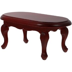 Dollhouse Miniature Wooden Coffee Table: Mini Wood Tea Table Model Model Play House for 1/12 Doll Associory Red