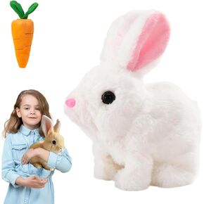 Bunny Realistic Bunny, Bunny - My Realistic Bunny Toy, Jumping, Twitching, and Shaking Ears, Bunny Realistic Bunny Toy, Realistic Bunny Toys for Kids (White)