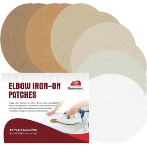 12pcs Iron-On Suede Patches for Clothes – 6 Colors Elastic Fabric Repair Patches for Sweaters, Jackets, Shirts, and Pants, Water & Dry Cleaning Resistant, 4-1/2" x 5-2/3"