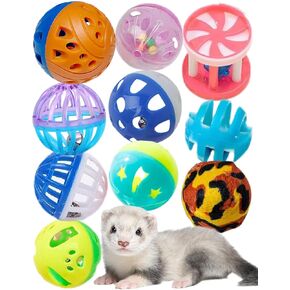 ألعاب Ferret ألعاب 10 عبوات ، وأصوات متجانسة قوية وجذابة وتفاعلية ، ونظيفة سهلة ، وآمنة ، وصحة الأسنان ، والتصميم الداخلي/الخارجي ، والملون لتحفيز الحواس وتقليل الملل