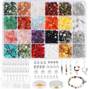 Xuehuayu Jewelry Making Kit for Adults, 20 Colors Gemstone Beads with Earring Making Supplies, for Bracelets Necklace Rings Making