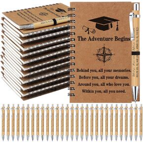 60 Pcs 2025 Graduation Gifts Bulk for Students Inspirational Graduation Notebook and Pens the Adventure Begins Motivational Class of 2025 Grad Gifts