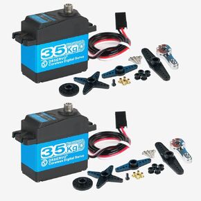 2PCS DS3235 PRO 35KG مقاوم للماء محرك سيرفو محرك عزم الدوران عالي العزم مع ترس الفولاذ المقاوم للصدأ والقرن 25T ، زاوية التحكم 270 ° ل 1/8 و 1/10 RC تسلق السيارات IP66 تصنيف PWM Control