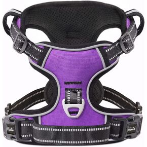 HEELE Dog Harness, No Pull Adjustable Padded Reflective Harness for Small Medium Large Dogs with Handle for Walking Training, Purple, S