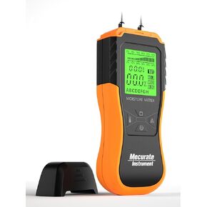 Mecurate Digital Pin Type Wood Moisture Meter with 3 Colored Indicators, Moisture Detector 2 Mode 8 Calibration Large Backlit for Wood, Wall, Firewall