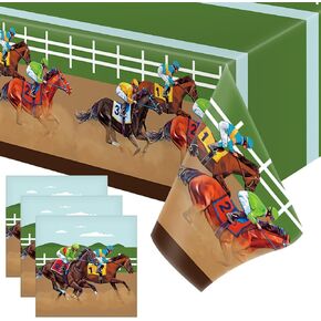 3 PCS Horse Racing Tableloth Derby Party Decorations Cover Forms Racing Cover for Pony Party Decorities Supplies ، 108 × 54 Int