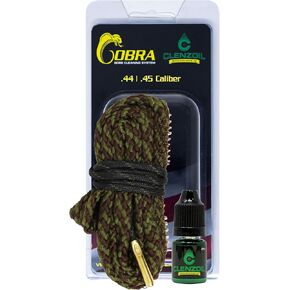 CLENZOIL Field & Range 44/45 Cal Cobra Bore Cleaner | Gun Barrel Cleaning Tool Kit for 44/45 Caliber | Brass Brush Embedded in Cotton Bore Cleaner
