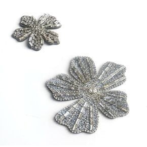 DIY 2pc/lot Luxury Beaded Embroidery Big Flower Patches for Clothes Rhinestone Applique parches Crafts Badges