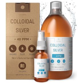 Premium Colloidal Silver 40ppm 34 fl oz ● Optimal Concentration Formula, Smaller Particles, Better Results ● Laboratory Certified ● Liquid Silver Made in EU ● Free Spray Bottle to Fill & Ebook