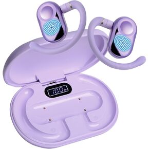 AI Language Translation Earbuds, Open Ear Headphones, OWS Hanging Earphones with Translation Real Time, 144 Languages & Accents Translation for Business Office Travel Study (Purple)