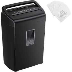 Bonsaii 10 Sheet Cross Cut Paper Shredder for Home Office Use & 24 Pack Lubricant Sheets
