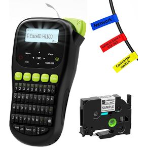 Industrial Label Maker Machine with-Tape, H1100 Portable Labeler with Keyboard, Handheld Labeler with Backlight Screen, Cable Wire Label Maker for Home Office Use