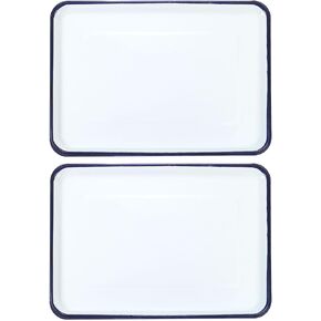 Harfington 2PCS Butcher Tresent Palette 15 "× 11" معدني ثلاثي المينا المغلفة مستطيلة الدعامة حامل الفن لتوريد الفن لخلط اللوحة الفنية