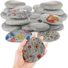 Abuff 50 PCS River Rocks for Painting ، 25 ٪ 2-3 "و 25 PCS 3-4" صخور ، صخور ناعمة مسطحة للديي ، أحجار النهر الطبيعية للفنون ، الحرف اليدوية ، الديكور ، ديكور الحديقة