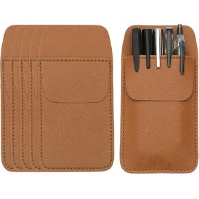 PATIKIL 6 Pack Leather Pocket Protector, MultiPurpose Pen Pocket Protector Pen Holder Organizer Pouch Pencil Sleeve for Heavy Duty Shirts Lab Coats Pointers Notes Card Office, Black