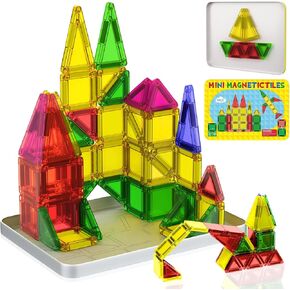 البلاط المغناطيسي ، 46 ٪ من البلاط المغناطيسي Mini Mini مع CASE ، STEM TET TEAYS TEARSIATION TOYS FAR AGE 3+ ، MAGNETILES BUNCHALS BUILDING TOYS FOR