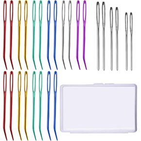 إبرة غزل uoou ، 20 pcs إبرة إبرة إبرة عازمة على الكروشيه الكروشيه إبر جرعة العين مع صندوق تخزين للحياكة الكروشيه (لون عشوائي)