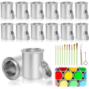 12 حزمة علب الطلاء الفارغة مع الأغطية (حجم 1/4pint) ، 1/2 كوب سعة فارغة علب الطلاء غير المبطنة حاويات تخزين الطلاء لبقايا بقايا ، لطلاء DIY الحاوية الفضية REFTOVER STORAGE