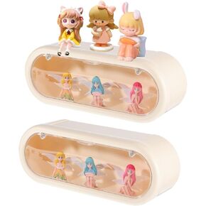 2 Pack Clear Display Case for Figures,Wall-Mounted Doll Storage Box with Magnetic Door,Clear Acrylic Display Box Dustproof Showcase for Funko Pop Popmart,Lego Collectibles Action Figures