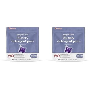 Amazon Basics Laundry Detergent Pacs, Hypoallergenic, Free & Clear, 120 Count (Previously Solimo)