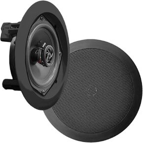 Pyle PDIC61RDBK In-Wall / In-Ceiling Dual 6.5-Inch Speaker System, 2-Way, Flush Mount, Black (Pair)