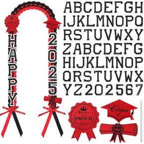 Spakon 62 PCS Graduation Leis 2025 Graduation Ribbon Lei Decorations with Letter Wooden Pattern for Student