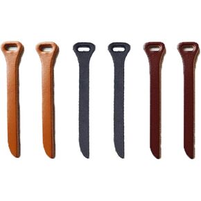 ArrErr 6 Pack Zipper Pulls Replacement Handmade Cowhide Leather Zipper Pull Tab Grip Extender Strap Puller Helper for Jacket Backpack Messenger Bag Coat Purse Handbag Suitcase Wallet Briefcase