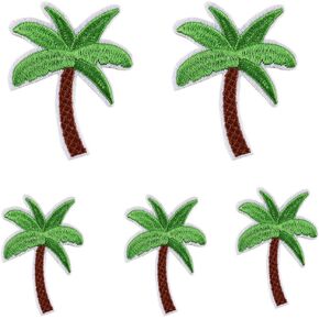5pcs الحرف الفنية الخضراء الزخرفة لإكسسوارات الملابس DIY ، وجروز جوز الهند مطرزة الحديد التصحيح على تصحيح التزيين للخياطة وبقع الزخارف ، مطرزة