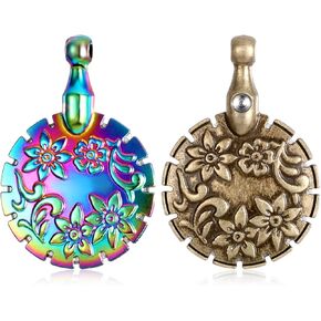 2PCS Yarn Cutter Pendants Antique Metal Round Thread Cutter Pendant Gold Thread Cutter Pendant Thread Floss Cutting Tools for DIY Sewing Tools Knitting Sewing Craft