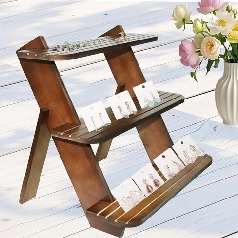 Wooden Display Riser Stand,3 Tier Perfume and Cologne Organizer Stands,Farmhouse Cupcake Stands,Table Display Stand For Vendors and Home Using,Rustic Display Shelf for Candles(White) in Saudi Arabia