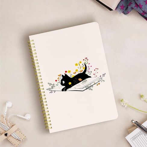 مجلة ملاحظات حلزونية لطيف B5 تصميم جميل للنساء الفتيات Kawaii مع جيب ، 10 × 7.2 بوصة ، مبطن ، كتاب القط in Kuwait