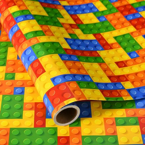 Titiweet Building Bricks Wrapping Paper Roll - Mini Roll 17 Inches X 16.4 Feet, Birthday Christmas Wrapping Paper for Boys Girls(Building Bricks) in Kuwait
