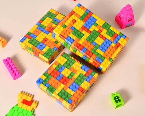 Titiweet Building Bricks Wrapping Paper Roll - Mini Roll 17 Inches X 16.4 Feet, Birthday Christmas Wrapping Paper for Boys Girls(Building Bricks) in Kuwait