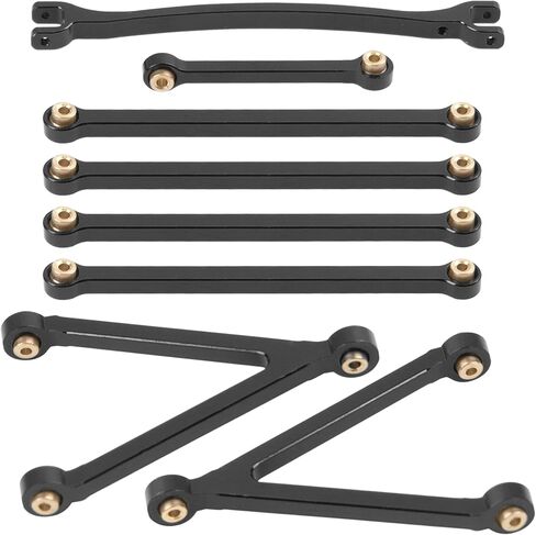 8PCS ShareGoo Aluminum Alloy Chassis Links Rod & Steering Linkage Compatible with 1/24 FMS FCX24M RC Upgrade Parts (Black) in Kuwait