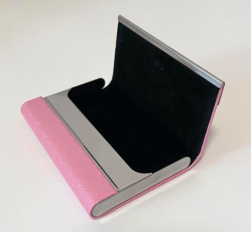 Business Card Holder, Stainless Steel Business Card Case, Metal Name Card Holders, PU Leather Name Card Case, Slim Pocket Card Carrier for Men and Women (Pink) in Saudi Arabia