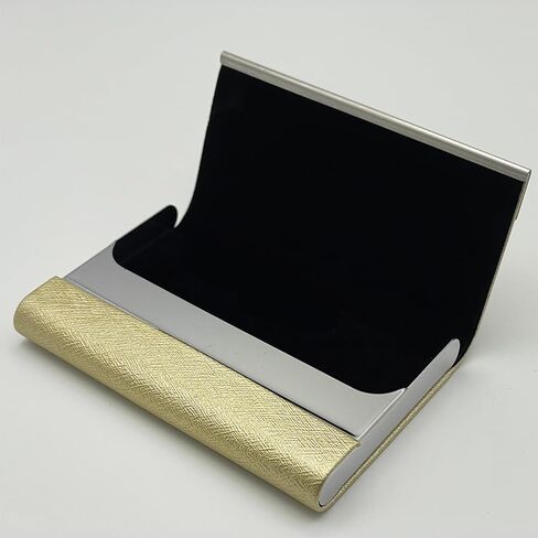 Business Card Holder, Stainless Steel Business Card Case, Metal Name Card Holders, PU Leather Name Card Case, Slim Pocket Card Carrier for Men and Women (Pink) in Saudi Arabia