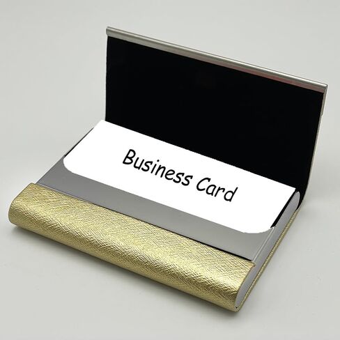 Business Card Holder, Stainless Steel Business Card Case, Metal Name Card Holders, PU Leather Name Card Case, Slim Pocket Card Carrier for Men and Women (Pink) in Saudi Arabia