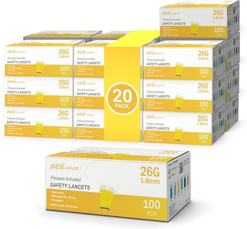 MedtLancet I Pressure Activated Safety Lancets 26Gx1.8mm, 100 Pieces in Kuwait