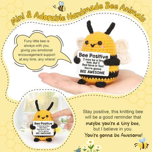 LEJIAJINW Fathers Day Dad Gifts for Daddy, Bonus Dad, Husband, Step Dad, New Dad, Dad Birthday Gift, Funny Dad Stocking Stuffers for Men, Mini Cute Handmade Crochet Positive Bee in Saudi Arabia